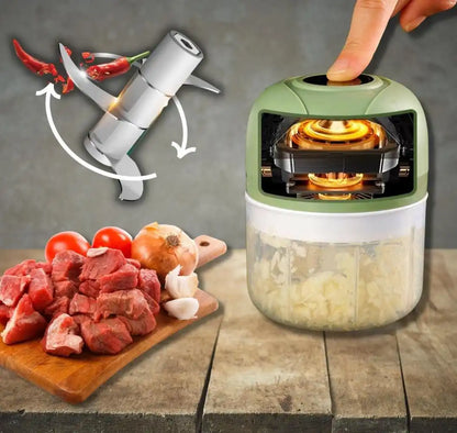 Mini Processador Triturador Elétrico 3 Laminas Moedor Alho Cebola Carne Vegetais Fruta Amendoim Recarregável USB 250ml